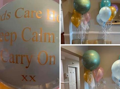 Poppins Party and Events in Carnforth sent balloons to The Sands care home in Morecambe to cheer up staff and residents.