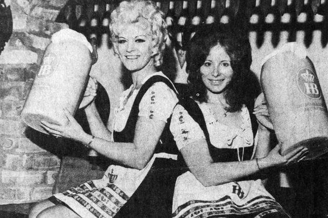 Remember the Hofbrauhaus opening at The Merrion Centre? Pictured are Sandra Fowler (left) and Barbara Casey.