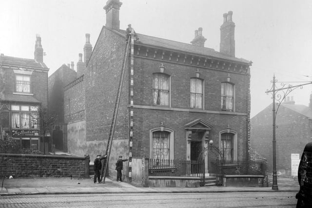 Beeston Road, a cobbled main road with tram lines. Pictured is the home and practice of Henry Perkin, dentist.