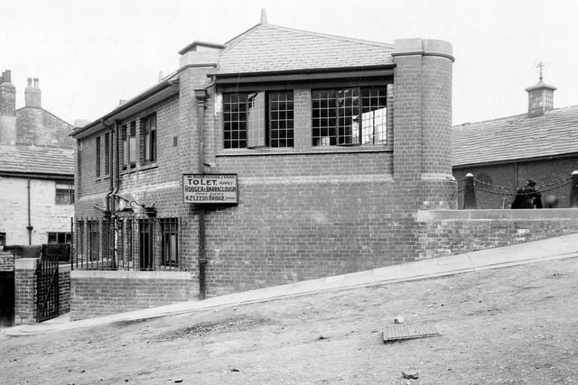 Lamb Hill on Armley Road at the bottom of Stocks Hill. Pictured is tramway waiting room.. The front, facing the main road, had a parcels office and ladies waiting room. Built on a slope, the mens toilets were on the lower floor, not seen from the front of the building.