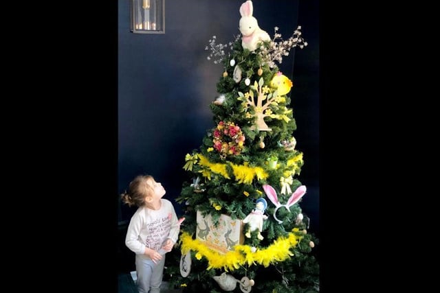 Christmas trees all dressed up for Easter