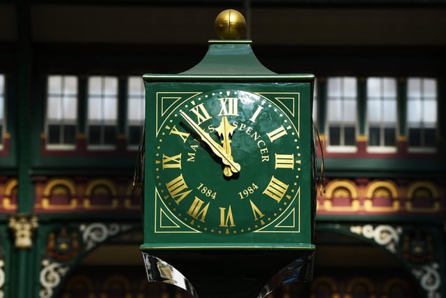 The Marks and Spencer clock at Kirkgate Market.