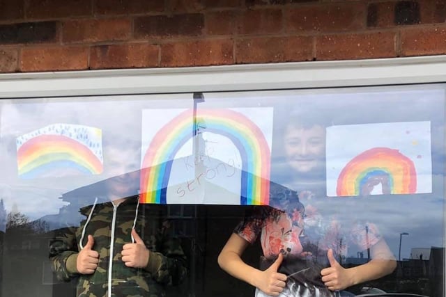 My boys, Luca & Kaden with their rainbows in our window, sent by Sophie Williams