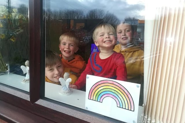 Ben, Ryan, Leo & Noah with our rainbow in Walton-le-Dale, sent by Louise Counsell