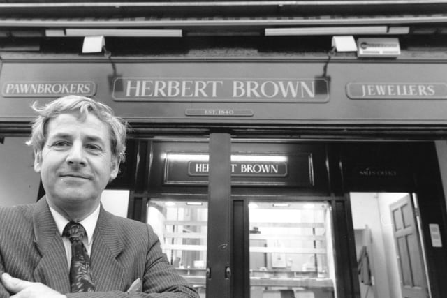 Roger Parr, display manager for the Herbert Brown group, outside the firm's new shop in Chapeltown.