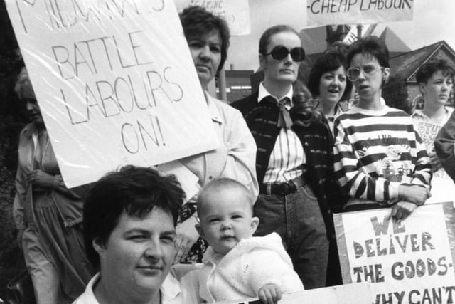 Midwives in Leeds were protesting about pay and conditions.