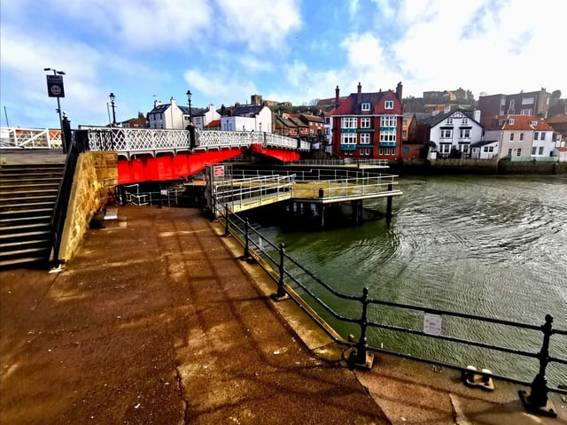 Whitby swing bridge free of people and traffic.