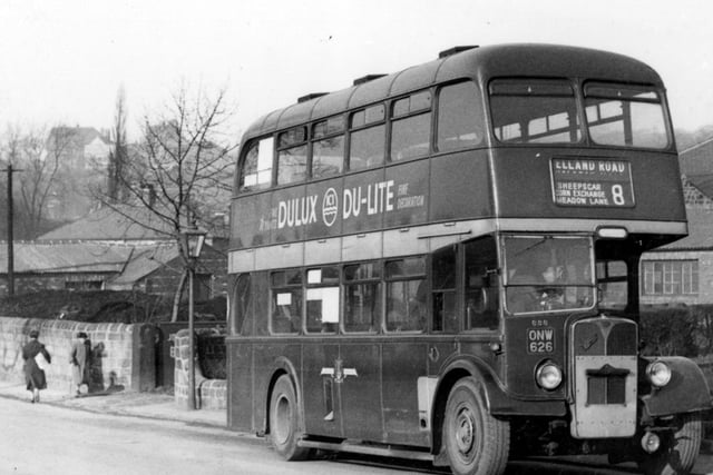 A view of number 8 bus to Elland Road via Sheepscar, Corn Exchange and Meadow Lane.