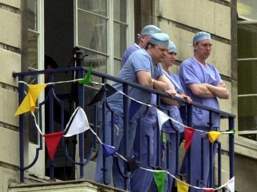 And these Leeds General Infirmary medical staff enjoyed an elevated view from this balcony.