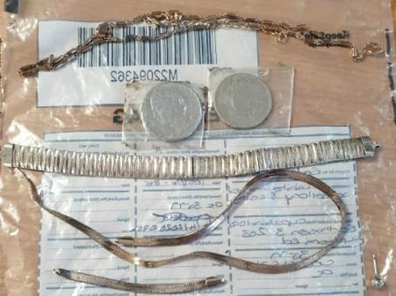 Jewellery seized by police during burglary investigation.