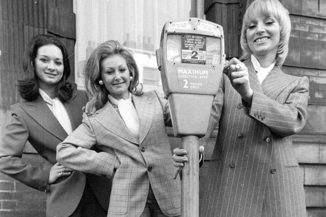 The Metropole Hotel was hosting a 'Fabrics from France' exhibition. Pictured modelling French suits, left to right, are Tina Franchi, Gail Cawthorne and Liz Esteve.