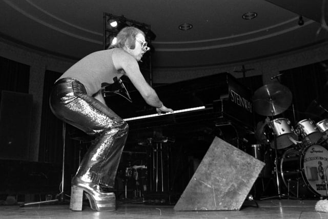Elton John on stage at The Refectory at the University of Leeds. Were you among the crowd?