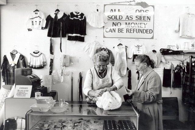 Inside Meanwood Community Shop in the early 1990s.