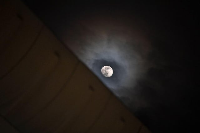 The super moon over Preston bus station