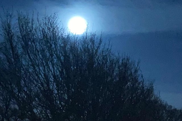 The not-so-pink moon over Lancaster last night (April 7). Credit: @Lancaster_Lass