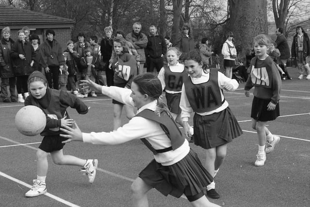 Sporting youngsters from around the region converged on St Michael's school in Kirkham for a battle to decide the top netball team in the area. Wesham School, Kirkham, emerged as the winners. Pictured: Players from The Willows RC School, Kirkham, taking on the tournament's eventual runners-up, St Michael's