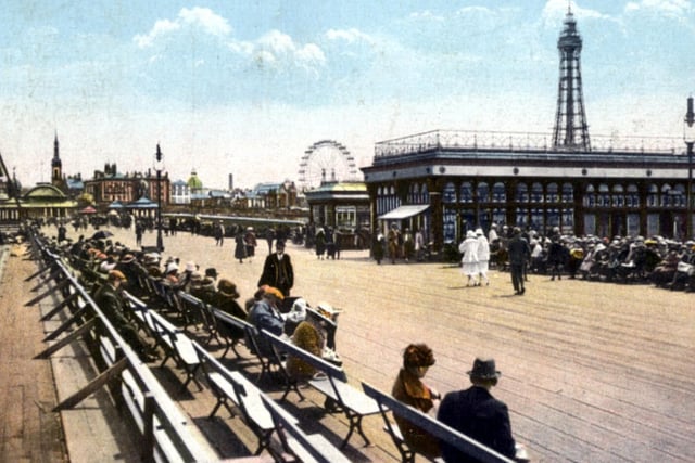 A charming postcard, tinged with colou,r to bring extra life to the scene which shows The North Pier in 1920s. The Scottish sender of this postcard noted lots of Easter holidaymakers, weather bright - and everything perfect.