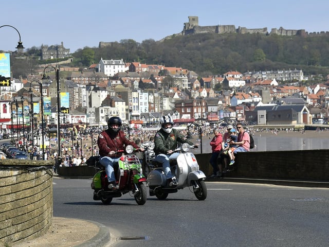 Arriving for the Easter Scooter Rally at the Spa