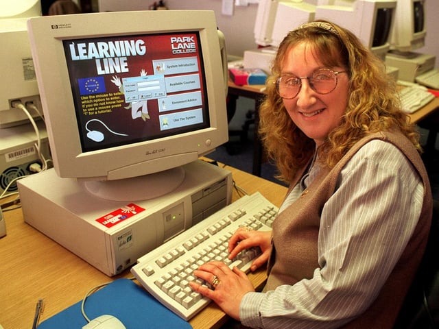 February 1997 and this is student Lyndsey Plews from Burmantofts pictured at the College's new Learning Centre at Crossgates.