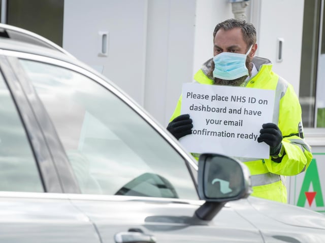 Drive-in coronavirus testing centre.
