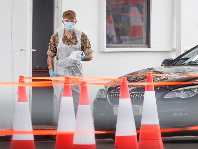Drive-in coronavirus testing centre.