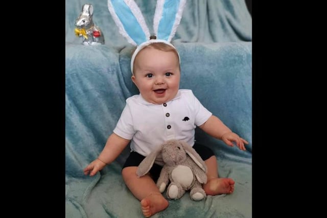 It was Harrys first Easter and he enjoyed having some of his chocolate bunny, sent in by Lauren Graham