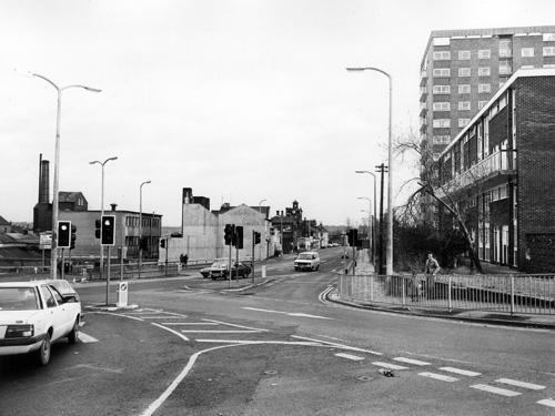 A view from the junction with Branch Road (left) and Crab Lane (right), looking towards Armley Road.