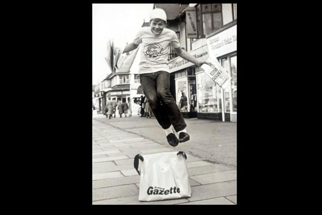 One of our paperboys in Cleveleys. Remember Cobweb Records in the background?