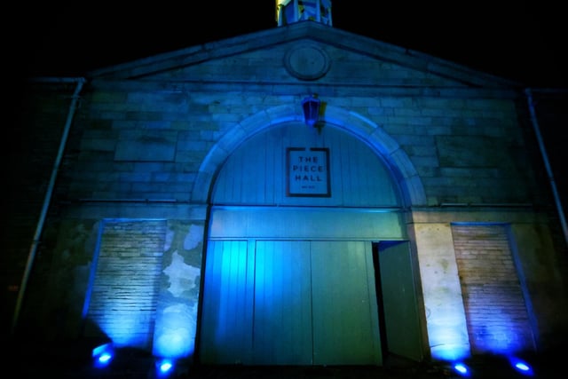 The Piece Hall turns blue as part of the Clap for Carers campaign