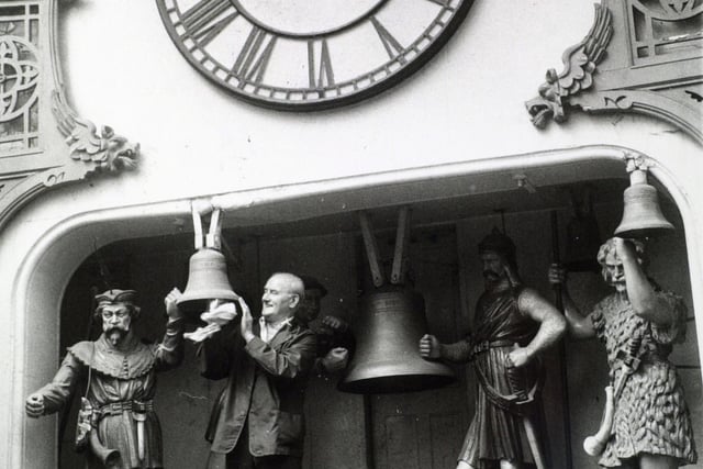 For around a century the famous clock figures were cleaned and maintained by members of Charlie Farrar's family. Pictured here in July 1876 he was eventually appointed caretaker.