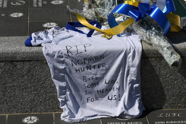Tributes are laid at Elland Road for Leeds United legend Norman Hunter