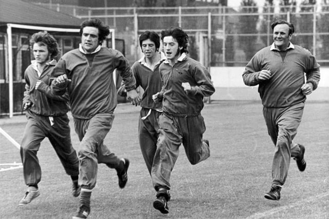 Norman Hunter leads from the front during a training session in July 1972.