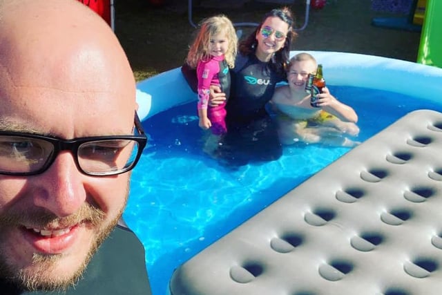 Laura Jane Daven sent in this photo, as their family holiday was cancelled, they created a beach scene in their back garden with Hubby/Daddy who works for the NHS.