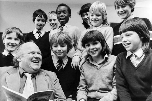 Comic actor Roy Kinnear turned to "The Twits" when he visited Allerton Grange Middle School in Moortown. He was in the city performing at The Grand Theatre and took time out for  a spot of storytelling in the school hall.