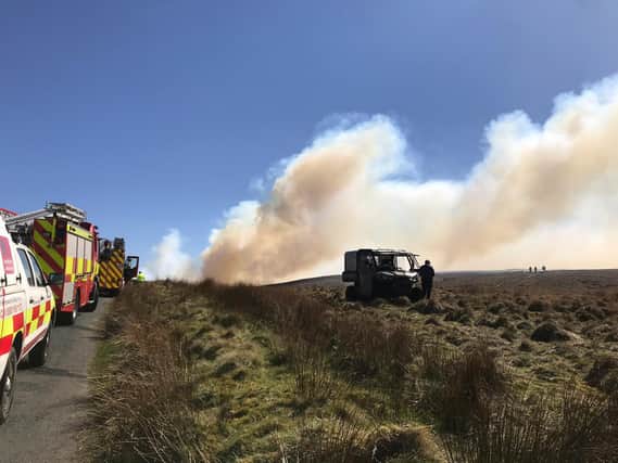 Fire on moorland around Widdop reservoir, Hebden Bridge