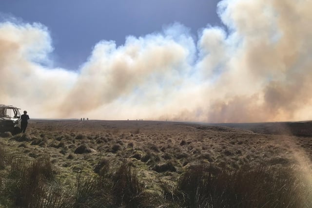 Fire crews from West Yorkshire and Lancashire were called to an area around Widdop Reservoir at lunchtime yesterday (Sunday)