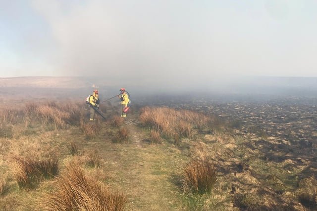 Initially four pumps and two specilist wildfire units and supporting crews were called to the incident in Hebden Bridge