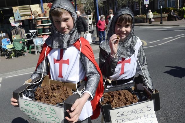 Dragon poo sellers at St George's Festival parade in Lytham from 2016