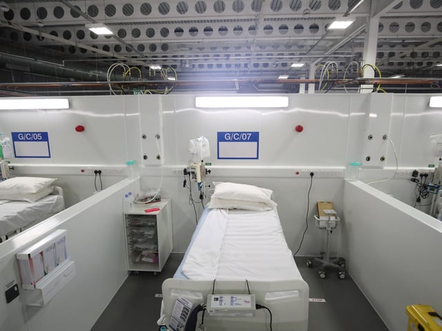 Prepared beds on a ward at the NHS Nightingale Hospital Yorkshire