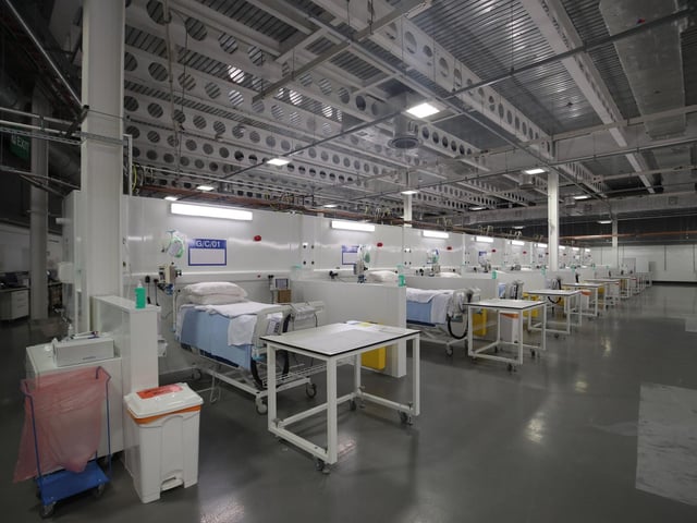 Beds on a ward at the NHS Nightingale Hospital Yorkshire and Humber in Harrogate, North Yorkshire, ahead of the official opening.