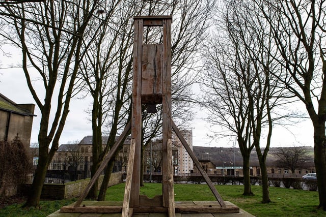 Halifax Gibbet. An early guillotine used in the town said to be installed in the 16th century. The unique guillotine-like machine continued to be a punishment petty criminals until the mid-17th century.