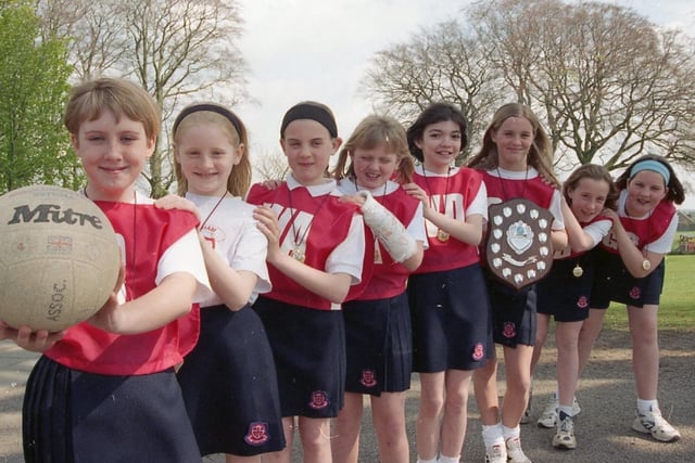 Members of the St Michael's School, Kirkham, netball team who recently won an inter-schools shield are pictured with their trophy. From left, Gemma Jones, Sarah Harrison, Kirsty Macdonald, Lauren Kay, Lucy Rhodes, Stacey Goddard, Leanne Soper and Sophie Cairns