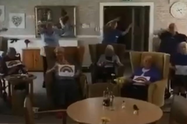 Residents and staff at a Lofthouse nursing home had a sing-song to some cheer. People at Airedale House at West Ridings Nursing Home showed their families that
they are well and are safe.