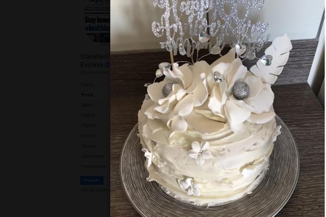 Karen Carter said: "Panic bake for my in-laws diamond anniversary when their cake was cancelled days before."