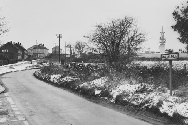 This photo was taken from the end of Rayner Drive, showing Farrar Lane and part of the land up to the GPO tower at Cookridge. It was taken just before work started on the Holt Park Village development.
