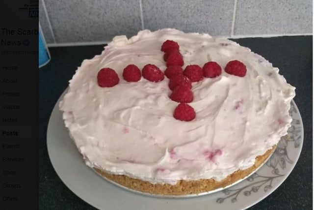 Alison Gilbert made this raspberry & white chocolate cheesecake on St George's day.
