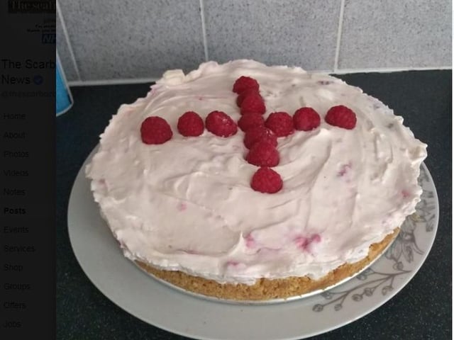 Alison Gilbert made this raspberry & white chocolate cheesecake on St George's day.