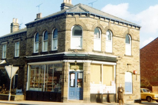 High Street in Boston Spa. This shop sold wines and spirits and was located on the corner of the High Street and Bridge Road.