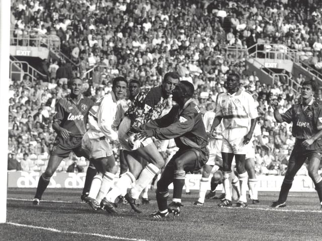 Gary Kelly and his teammates look back in dismay as his errant header find the net to put Sheffield United back in the game.