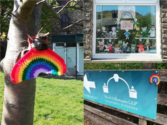 Knitted rainbows bring joy to residents of Calderdale village